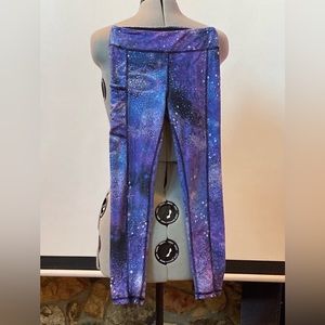 Athletic leggings, stars on purple and blue galaxy